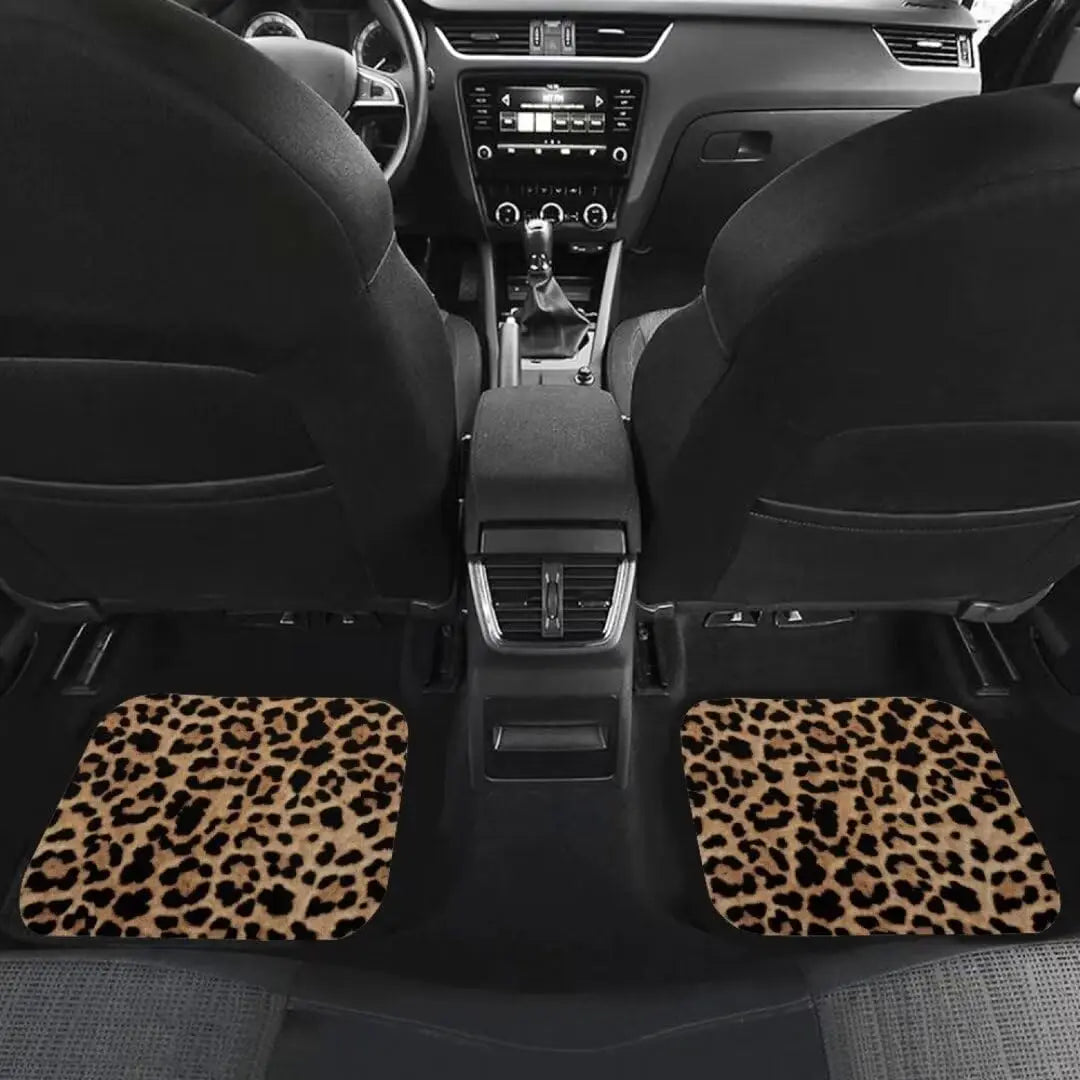 Leopard Print Car Floor Mats - 2PCS or 4PCS All-Weather Universal Fit for SUVs, Trucks & Limos