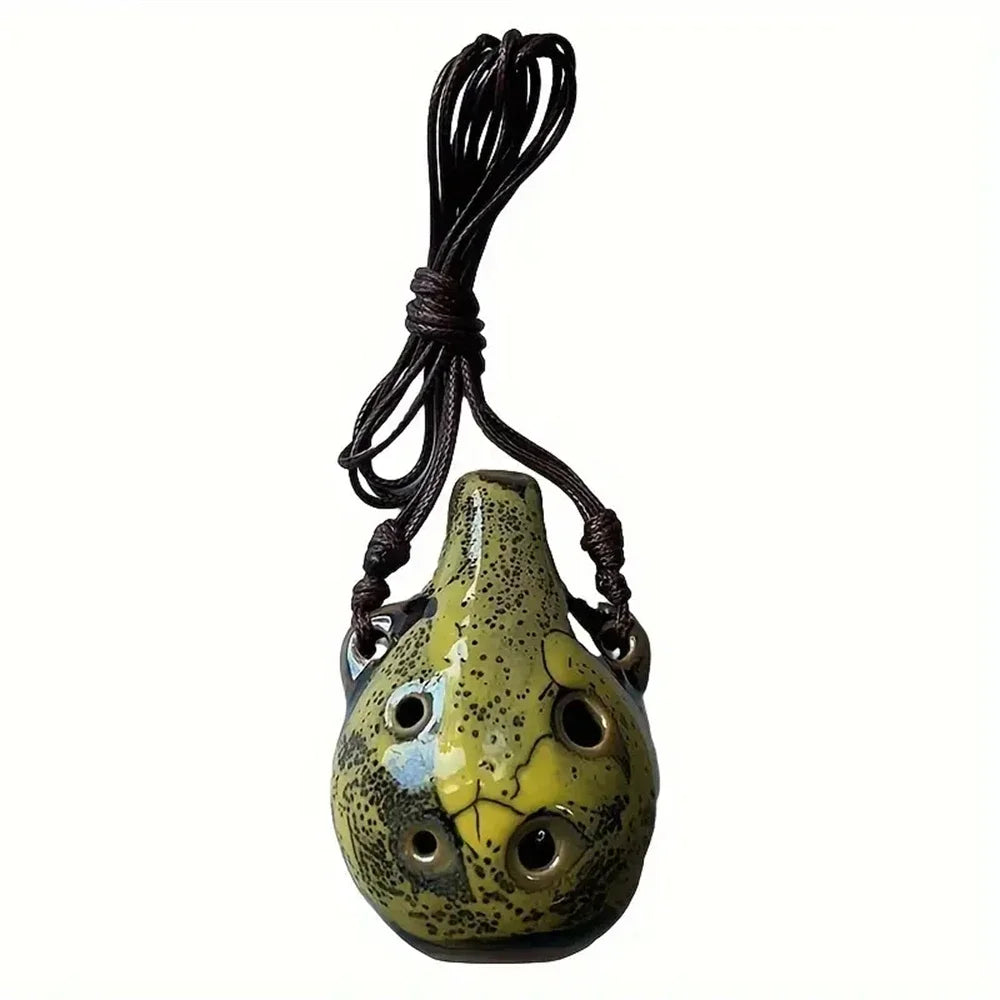 6 Hole Ceramic Mini Ocarina - Handmade Craft Musical Instrument for Beginners and Music Lovers