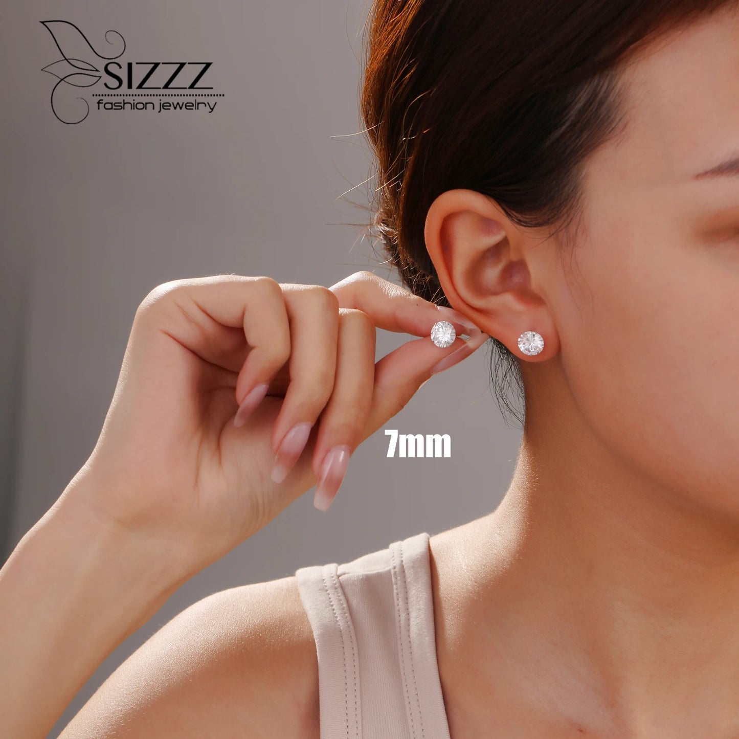 925 Sterling Silver Zircon Stud Earrings – Crystal Cubic Zirconia Channel Set Earrings for Women | Elegant Fine Jewelry Gift