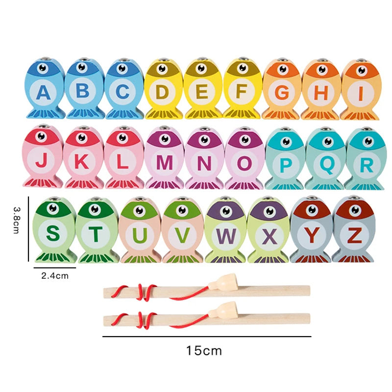 Wooden Fishing Game for Kids - Educational Alphabet & Number Learning Toy, Interactive Early Learning Gift
