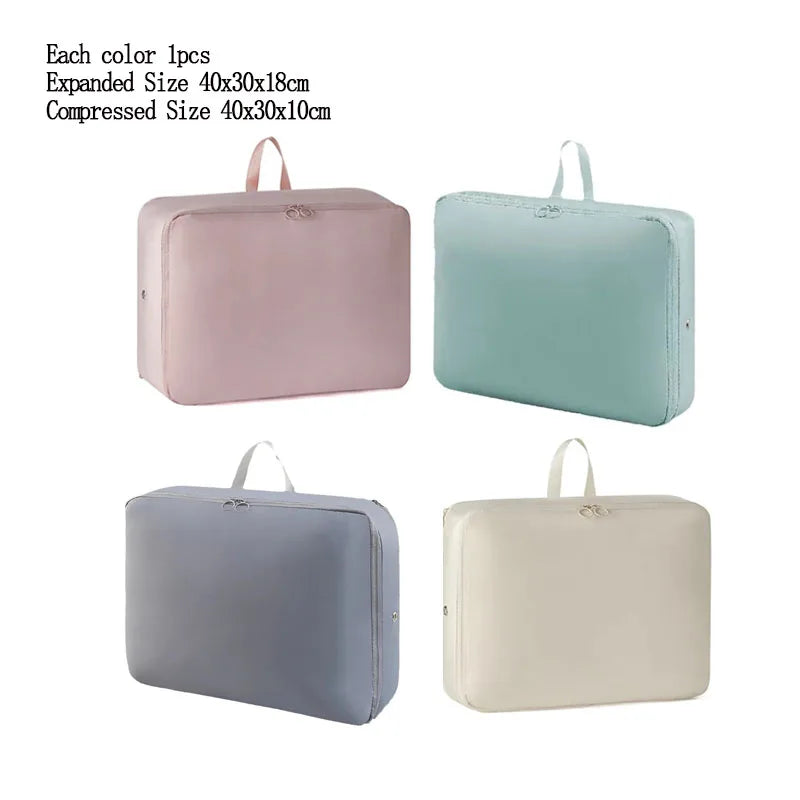 4PCS Compression Packing Bags Set – Foldable Large Capacity Organizer for Clothes, Down Jackets & Cotton Quilts