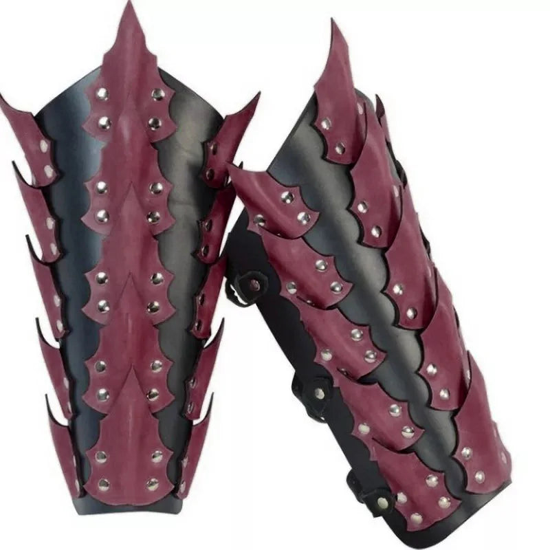 Medieval Steampunk Viking Bracer β PU Leather Scale Arm Armor for Knight, Warrior LARP Cosplay & Theatre Costume