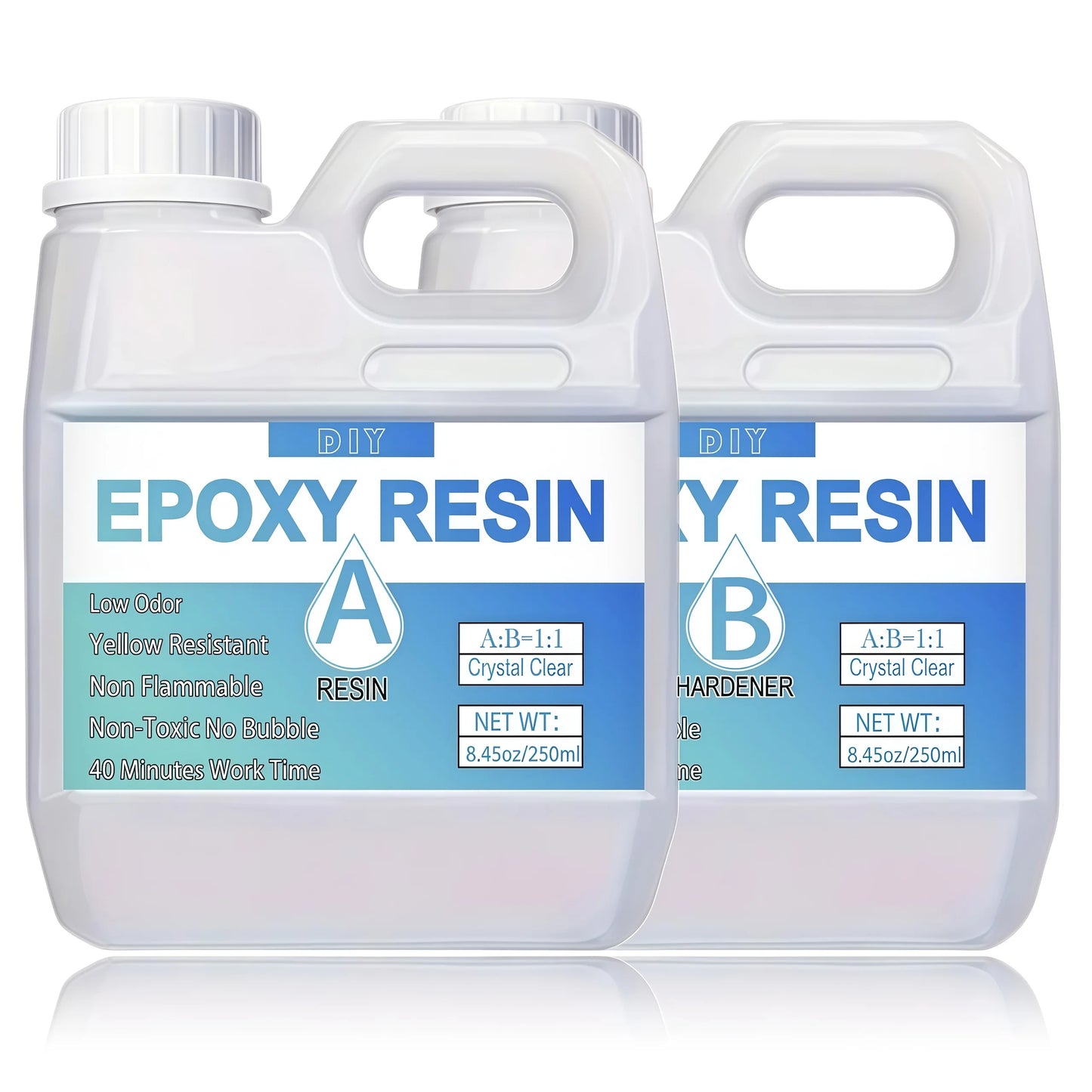 Crystal Clear Bubble-Free Epoxy Resin Kit with Pumps for DIY Crafts, Art, Molds & Casting with Hardener Set