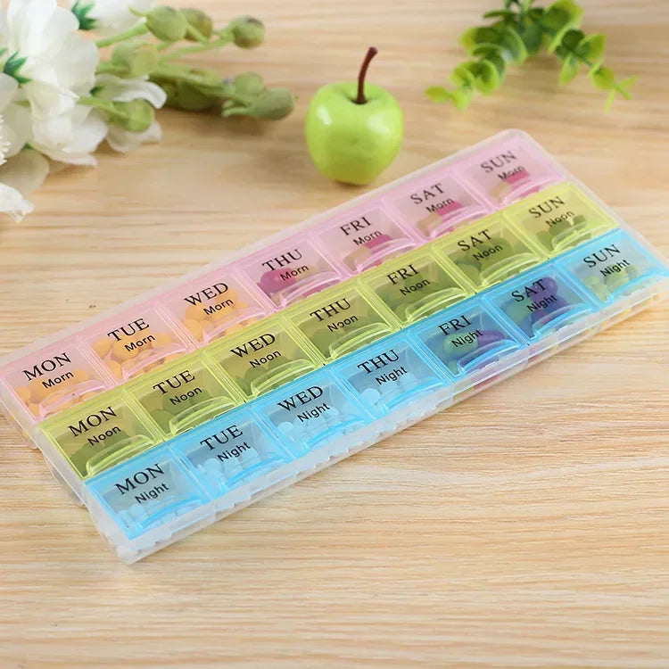 Weekly Pill Organizer Box β 2/3/4 Row Medicine Storage Container with Compartments for 7 Days