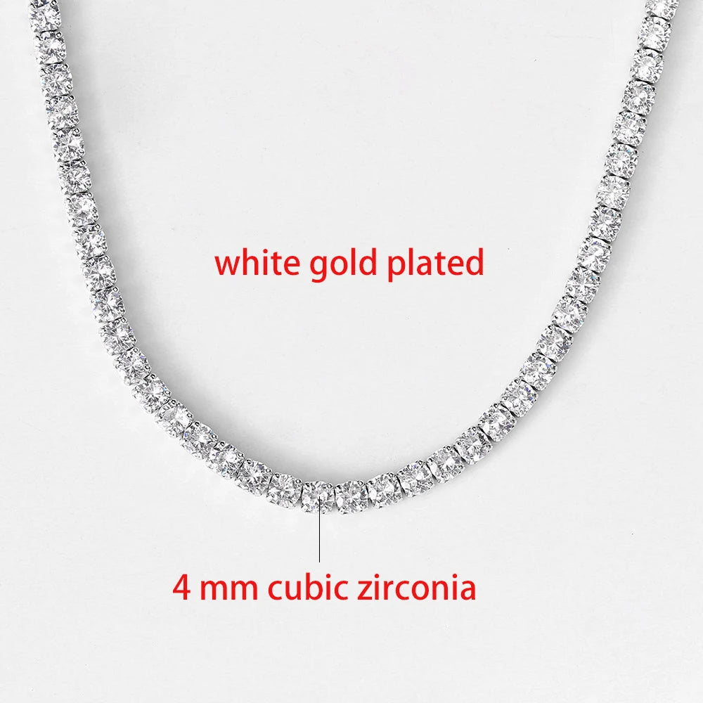 Luxury Iced Out Tennis Chain Choker Necklace – Cubic Zircon Crystal Hip Hop Jewelry for Women OHN016