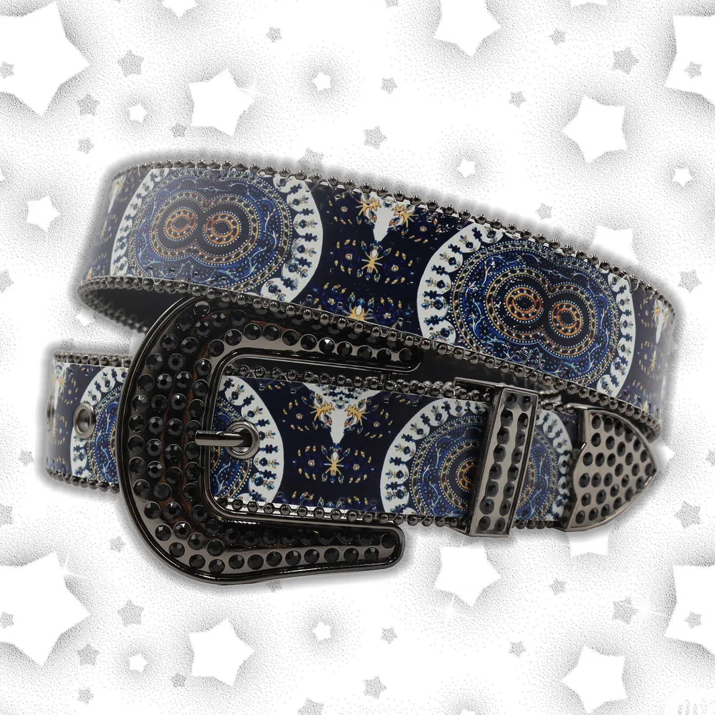 Nice Brand Three Skull Rhinestone Belt – Western Punk Hip-Hop Style for Men & Women