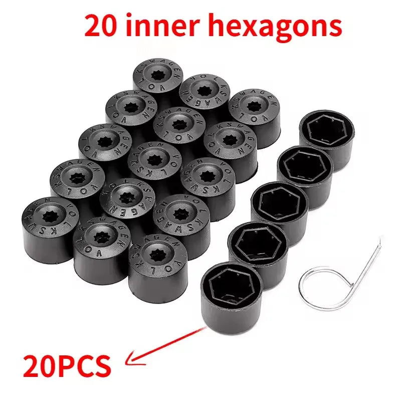 VW Wheel Bolt Caps - 20PCS Tire Screw Covers for Jetta, Golf, Polo & Tiguan Models