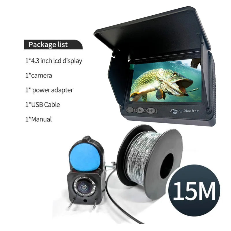 Portable Fish Depth Finder – Handheld 1080P 4.3 Inch LCD Fishing Camera with 120° Underwater View & Night Vision