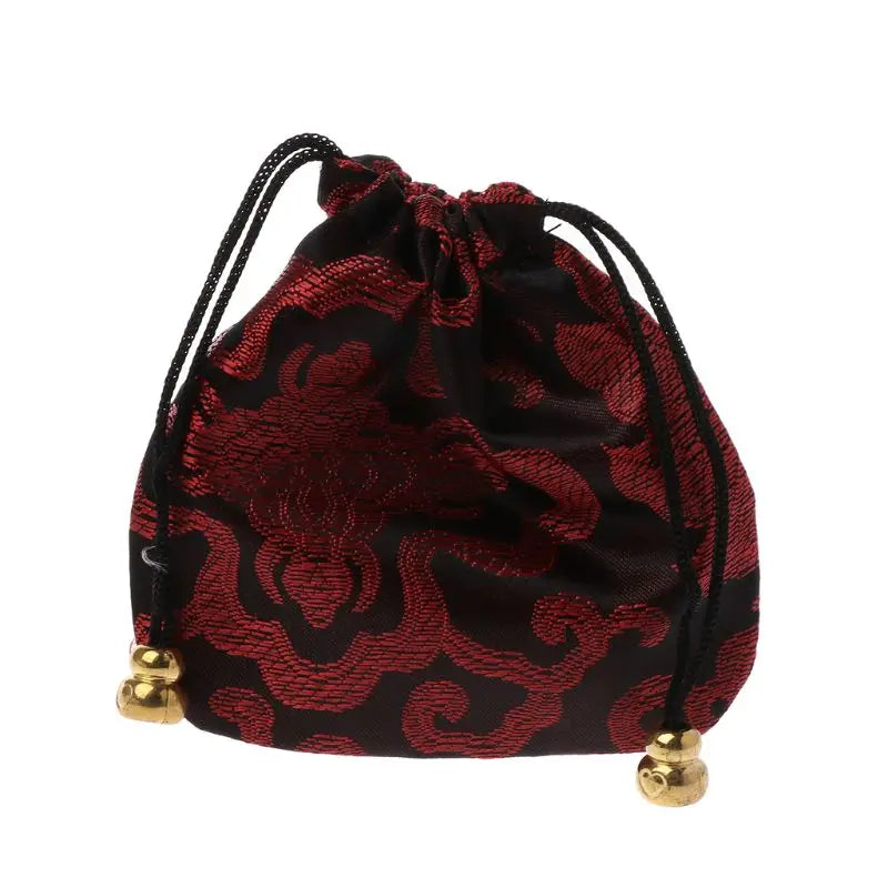 Silk Brocade Drawstring Gift Bags – Embroidered Jewelry, Coin & Candy Pouch for Wedding & Party Favors