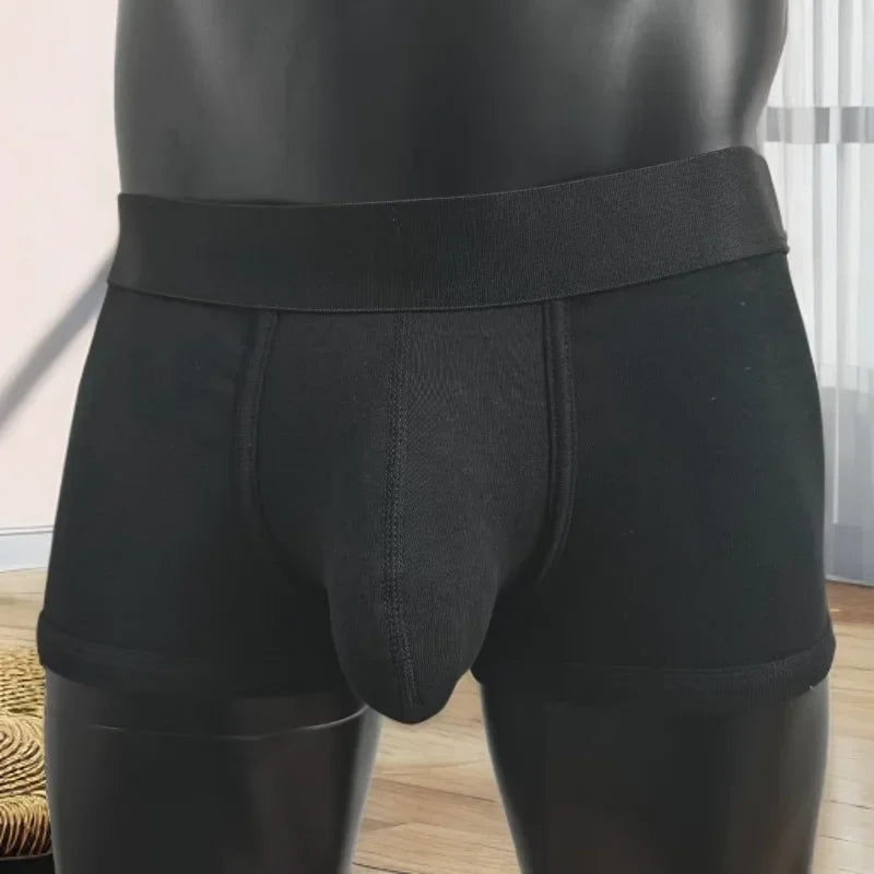 Men's Cotton Boxer Briefs - Breathable Soft Underwear with Extra-Large Pouch, Comfortable Stretch Fit