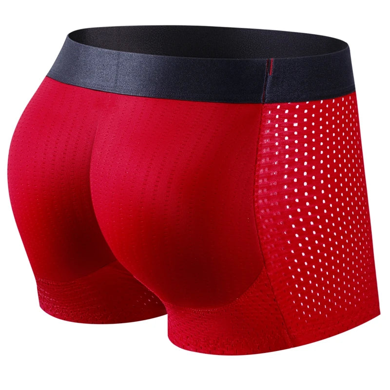 Men's Hip Lifter Boxer Briefs - Padded Butt Enhancer Shapewear Shorts with Built-In Lift, Breathable Nylon Underwear