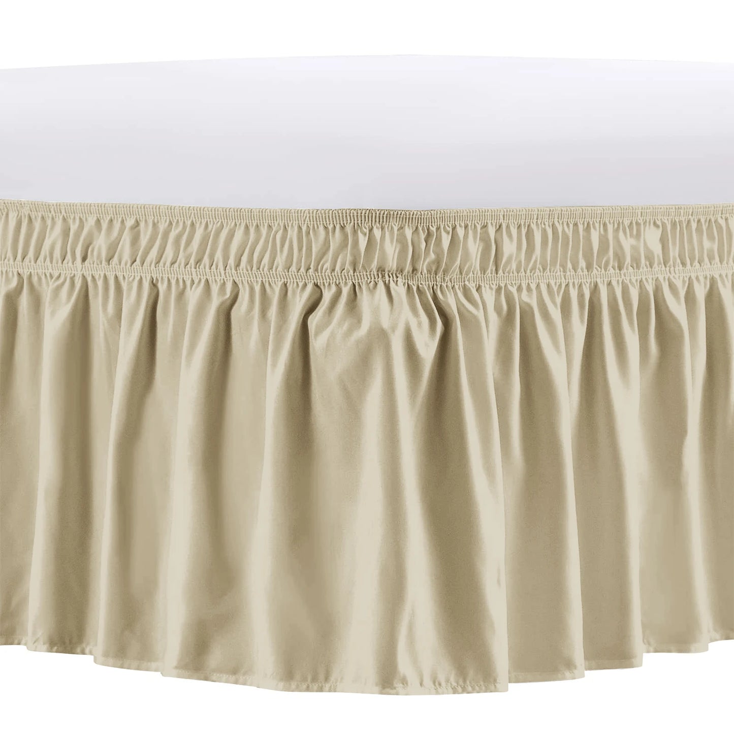Elastic Wrap Around Bed Skirt – Wrinkle, Fade & Shrink Resistant Easy Fit Dust Ruffle for Adjustable Beds