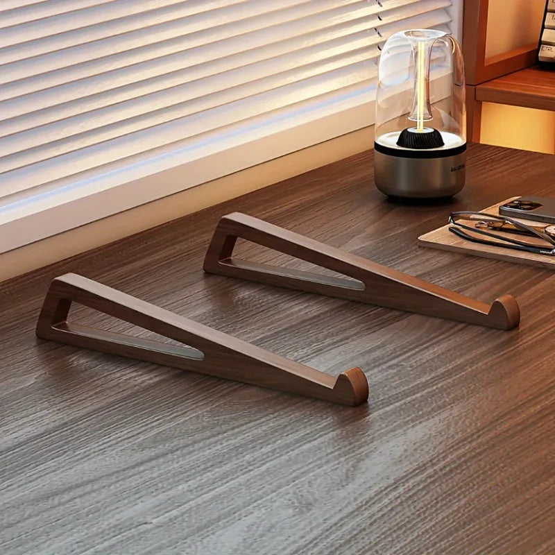 Foldable Wooden Laptop Stand - Ergonomic 12° Adjustable Angle with Cooling Ventilation Design