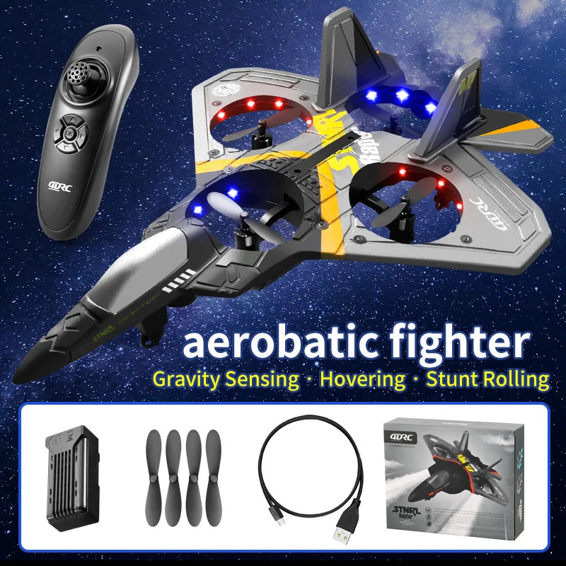4DRC V17 RC Foam Glider Drone – Remote Control Aircraft Fighter Plane Toy for Kids, Beginners & Adults Hobby Flying Airplane
