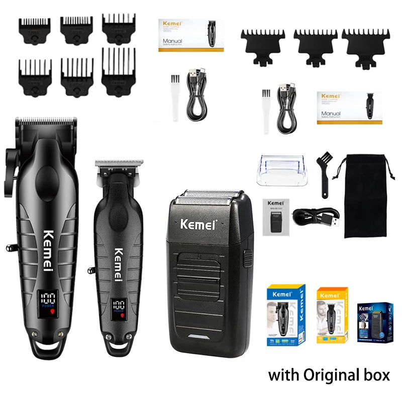 Kemei Hair Clipper Kit — Electric Trimmer & Shaver for Men, KM-2290/2293/1102