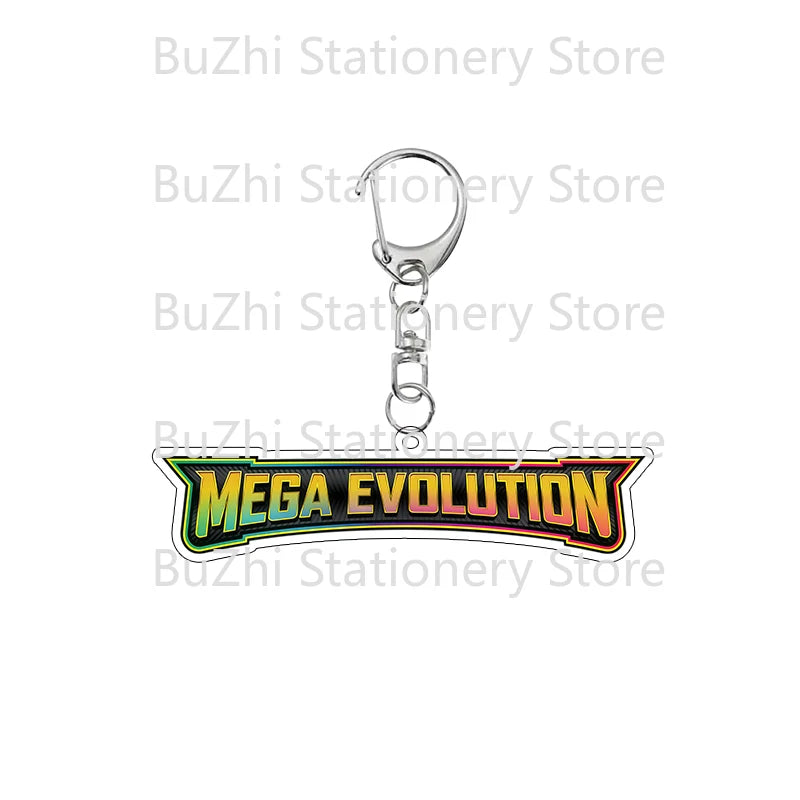 Anime Mega Evolution Acrylic Keychain 5cm – PTCG PKM Cartoon Game Logo Bag Charm Pendant Gift Toy for Boys & Girls Collection