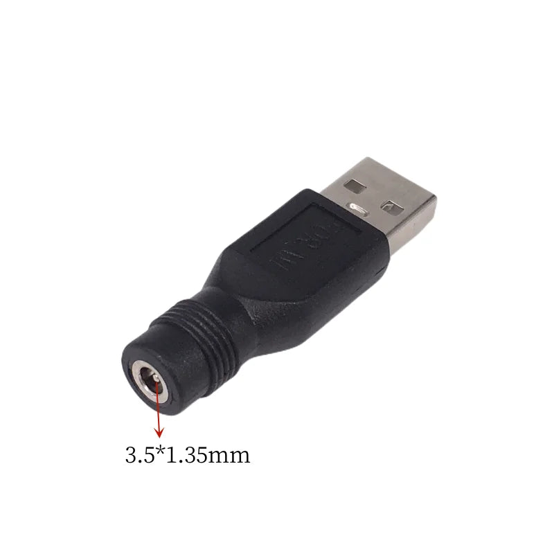 DC Female Jack to USB 2.0 Male Adapter - 5V Power Connector for 3.5×1.35mm, 4.0×1.7mm & 5.5×2.1mm Plugs