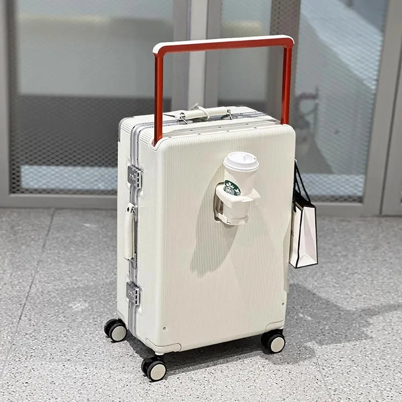 Sushimu 20"/24" Wide Handle Travel Suitcase – Men & Women Carry-On Luggage with PC Aluminum Frame Trolley