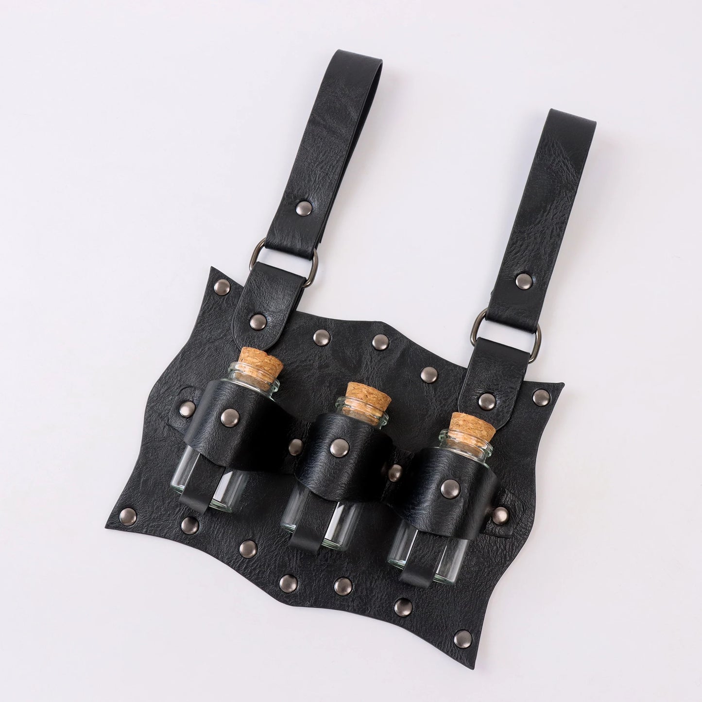Renaissance Leather Belt Pouch Set β 3 Potion Bottles Holder for Medieval Festival, Halloween Costume