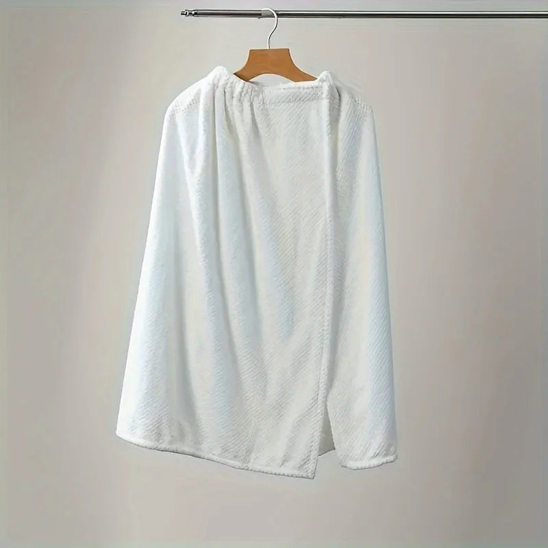 Women's Wearable Quick-Dry Bathrobe Towel – Soft 280gsm Spa Wrap with Contemporary Gnham Design