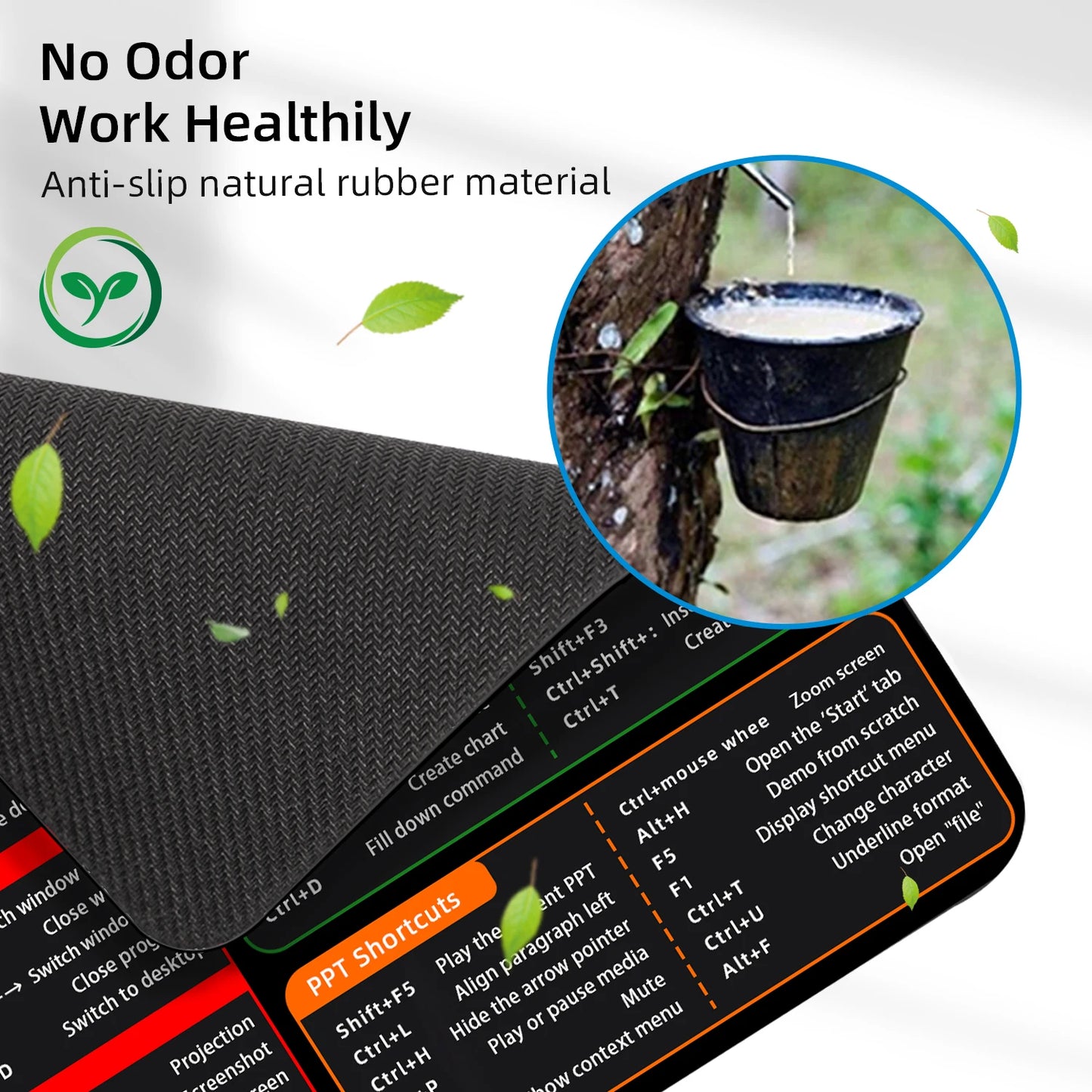 EXCO Excel Shortcuts Mouse Pad – Non-Slip Rubber Mouse Mat for Windows Office, Home & Laptop