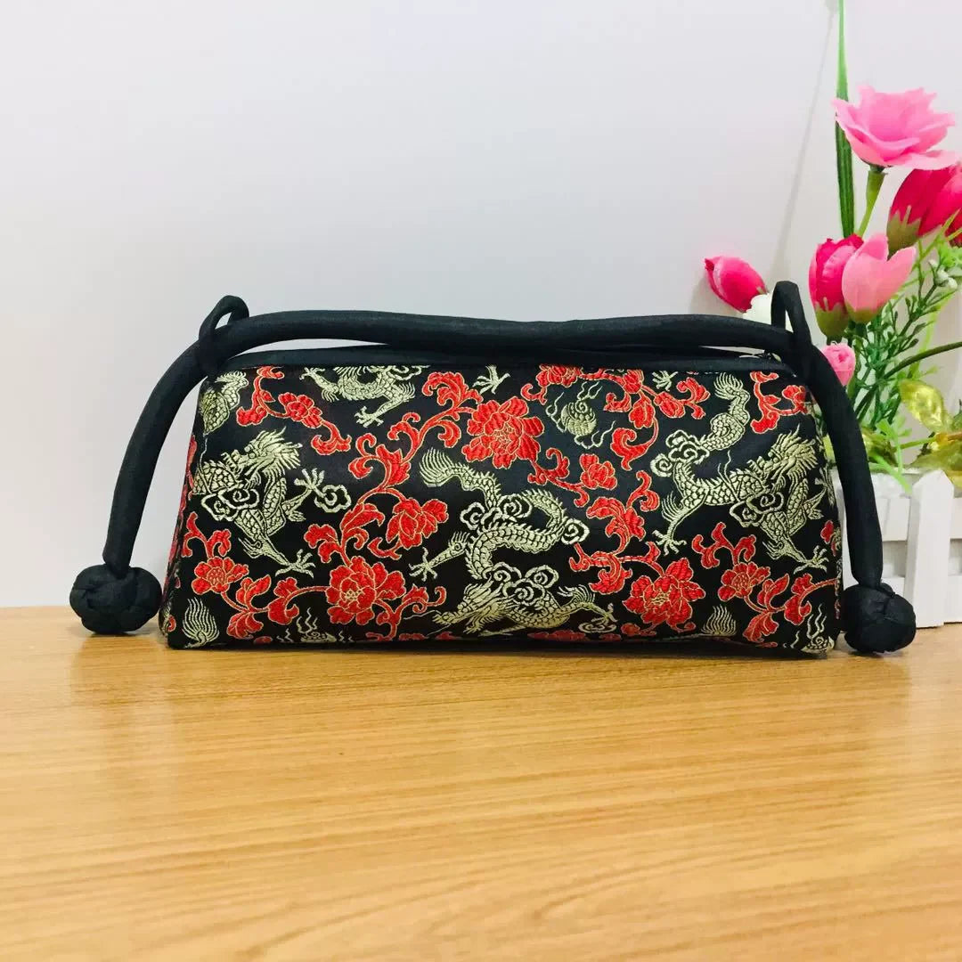 Luxury Silk Embroidered Women’s Handbag – Fashion Elegant Tote Clutch, Handmade Cosplay Style Evening Purse