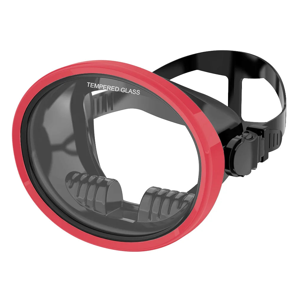 Oval Diving Mask with Tempered Glass Lens – Retro Spearfishing Scuba Goggles, Panoramic Wide View Mask for Adults Outdoor Diving Gear