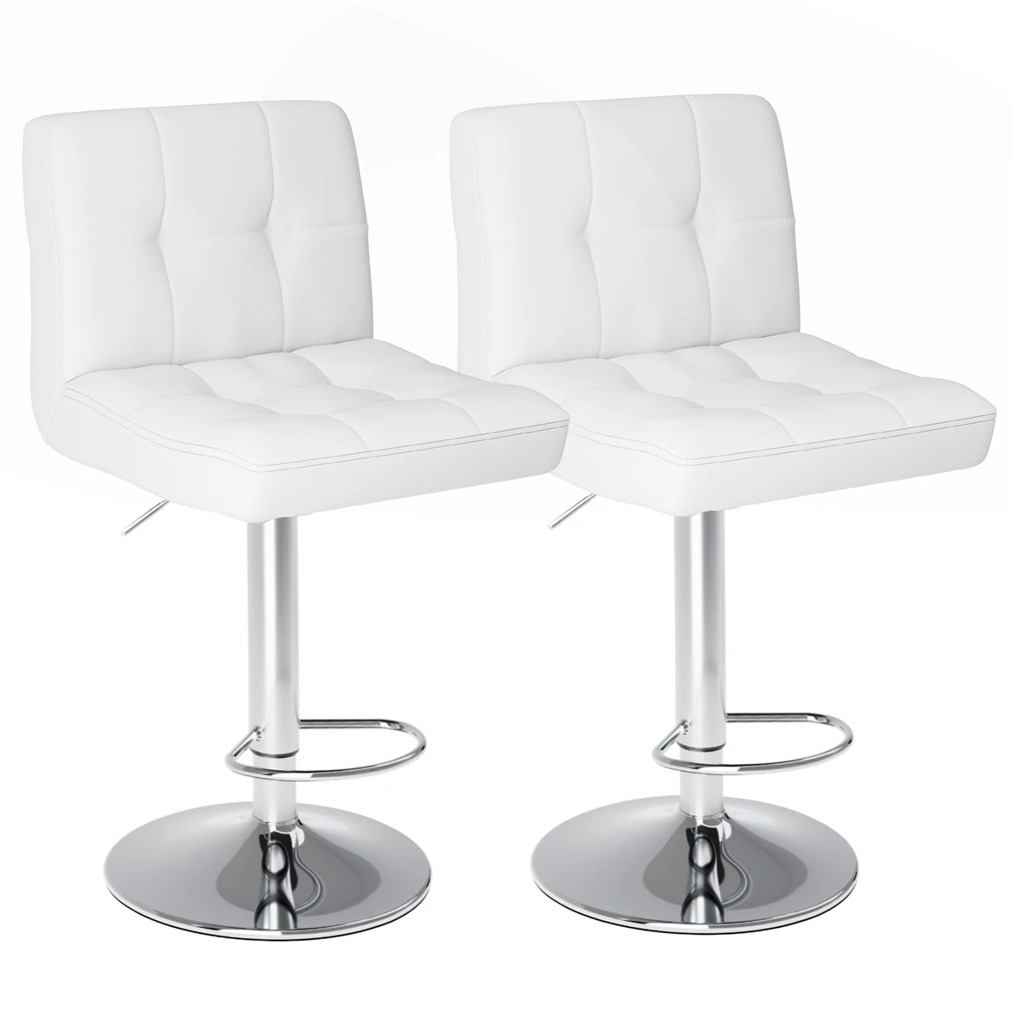 PU Leather Bar Stools Set of 2 – Upholstered Counter Height Stools with Comfortable Backrest, SGS Certified Gas Cylinder