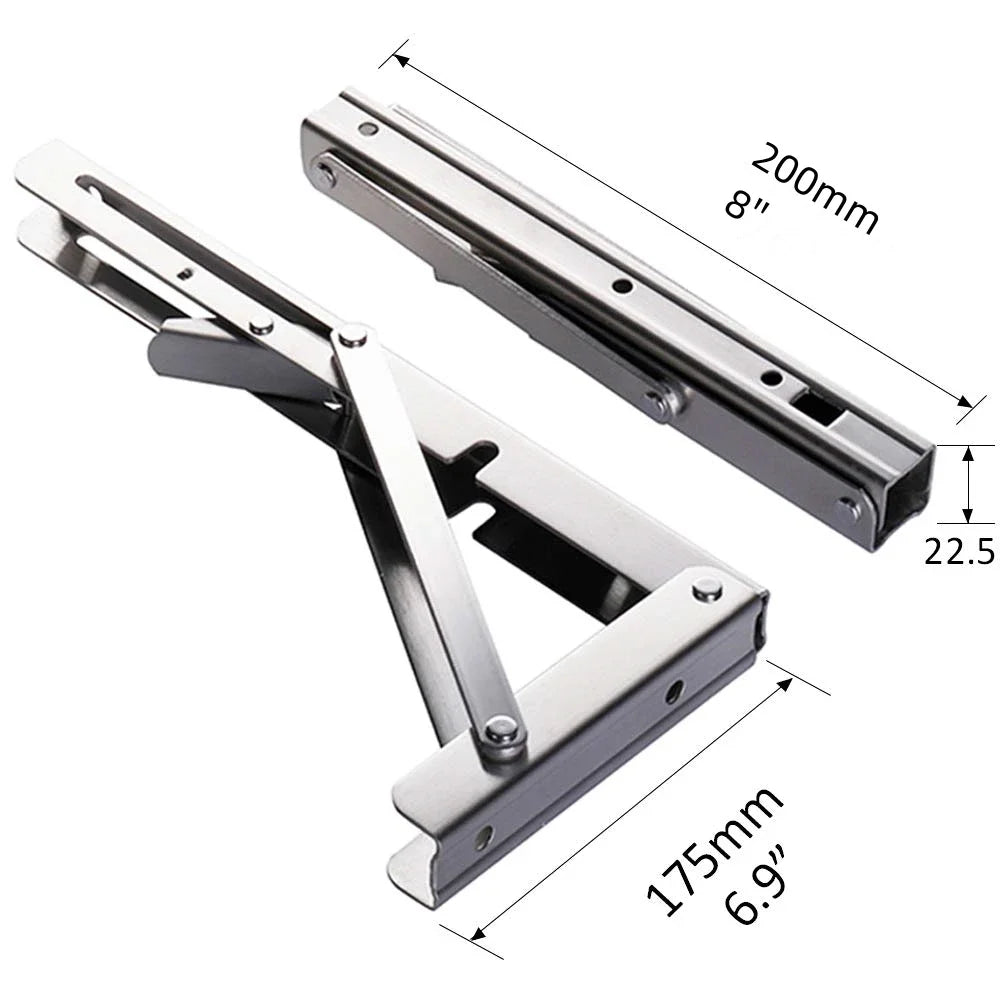 2PC Heavy-Duty Folding Shelf Brackets β Stainless Steel Wall-Mounted Collapsible Supports for Garage & Workstation