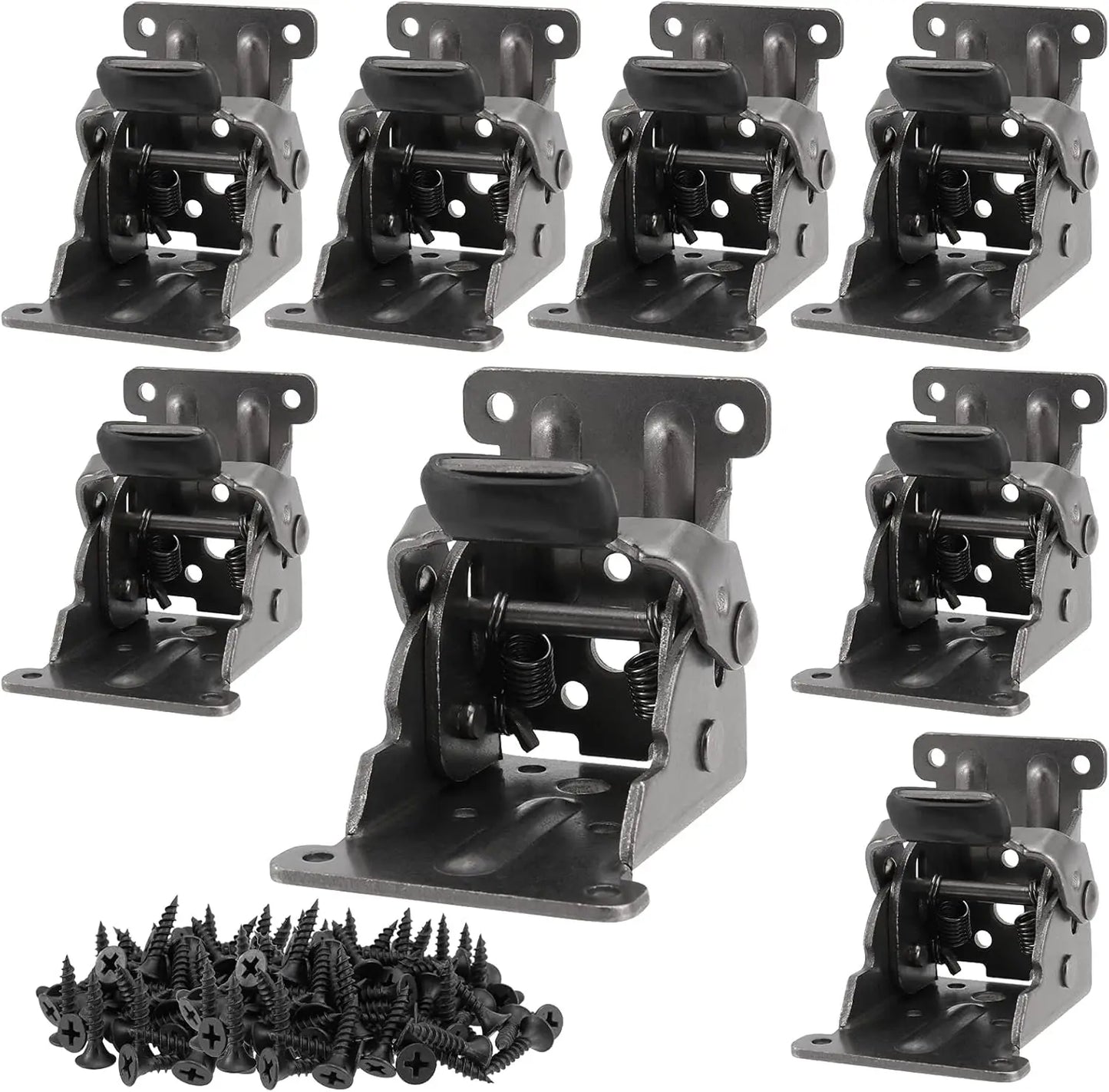 4Pcs Foldable Support Brackets – Self-Locking Folding Hinges with Screws for Table and Bed Legs