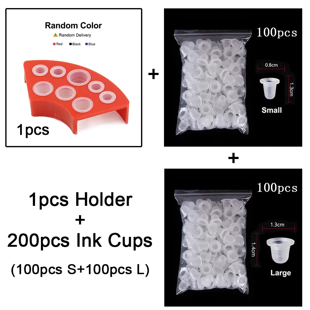 100/500/1000pcs Disposable Silicone Tattoo Ink Cup Caps — Pigment Holder Containers for Tattoo Accessories