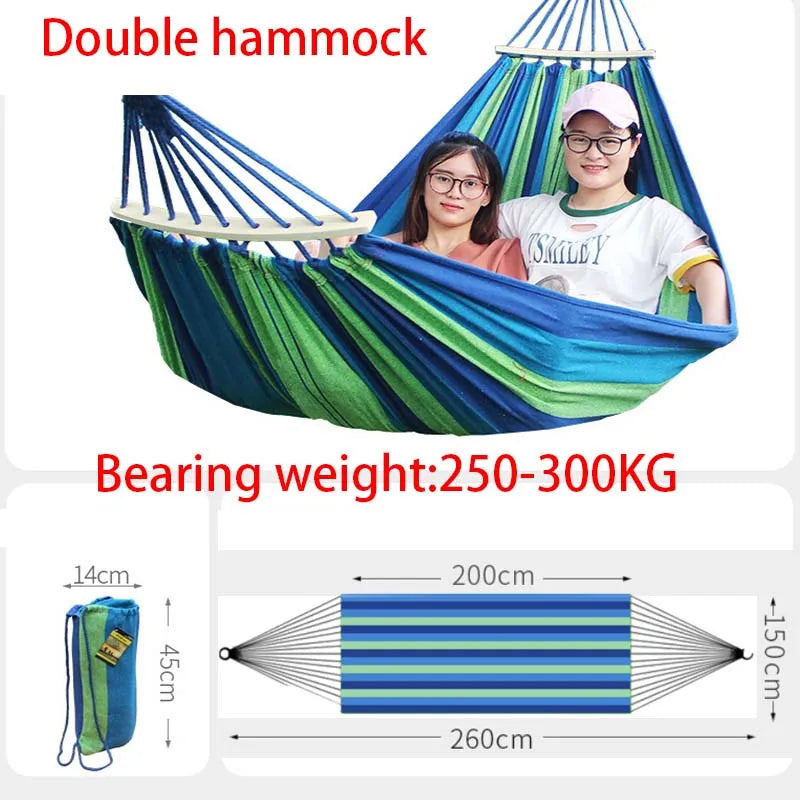 Outdoor Canvas Camping Hammock – Anti-Rollover Portable Thick Fabric Single/Double with Carry Bag