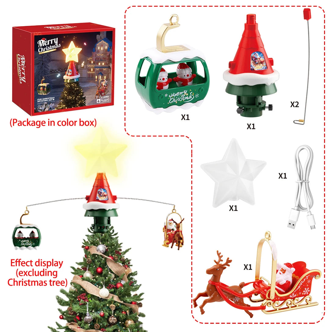 Battery Operated Railway Train with Sound & Light β Electric Christmas Tree Top Star Track Toy for Kids