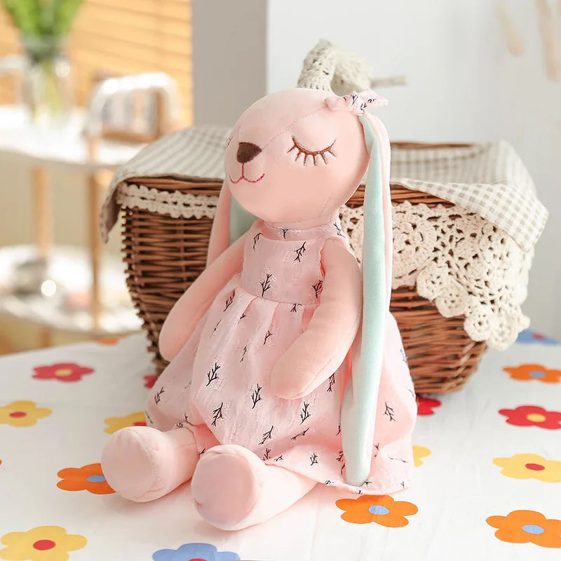 Cute Rabbit Plush Toy β Soft Pink Heart Stuffed Animal with Long Ears, Throw Pillow & Kids Room Decor Gift