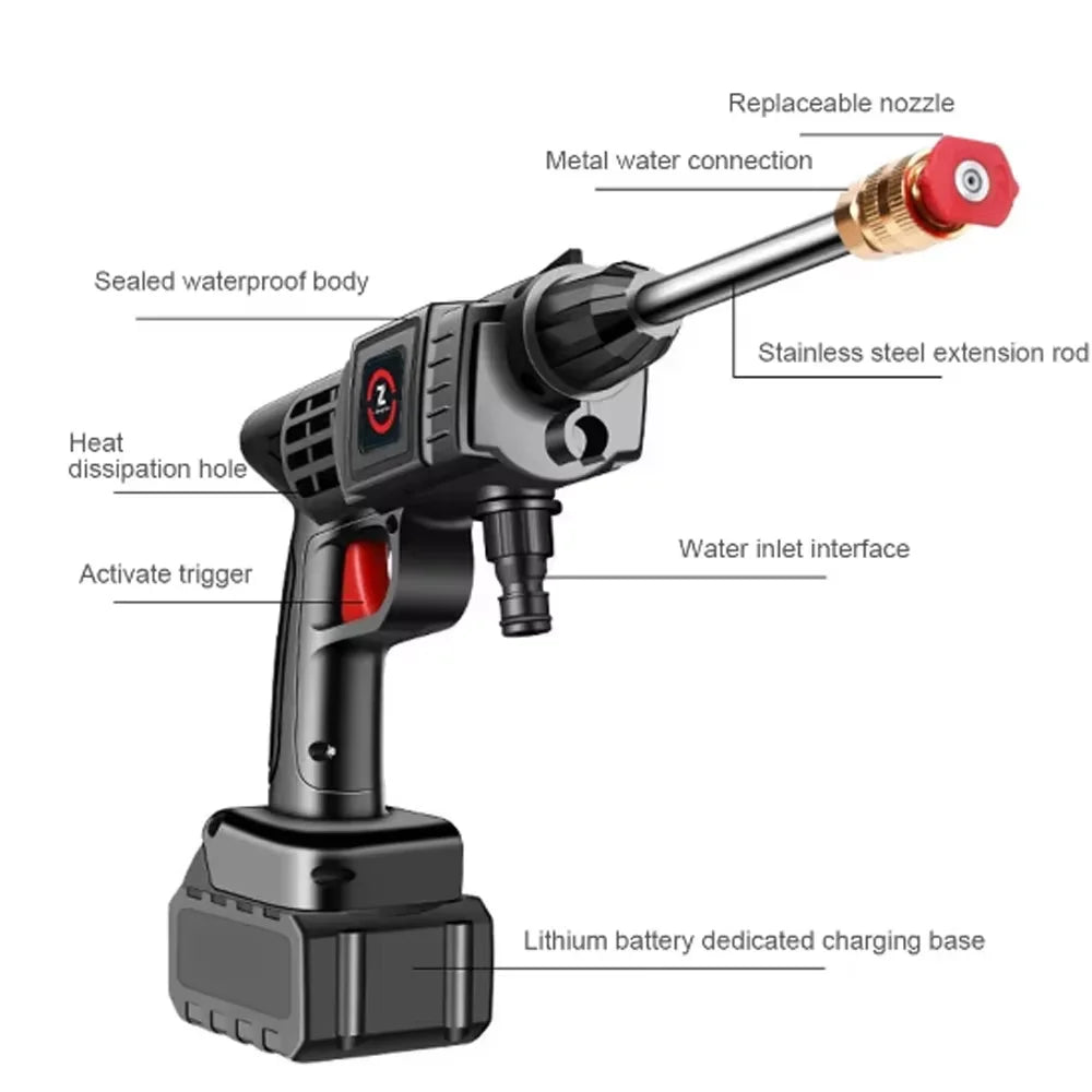 Household Wireless High-Pressure Car Washing Machine - EU High-Pressure Water Gun for Efficient and Convenient Car Cleaning