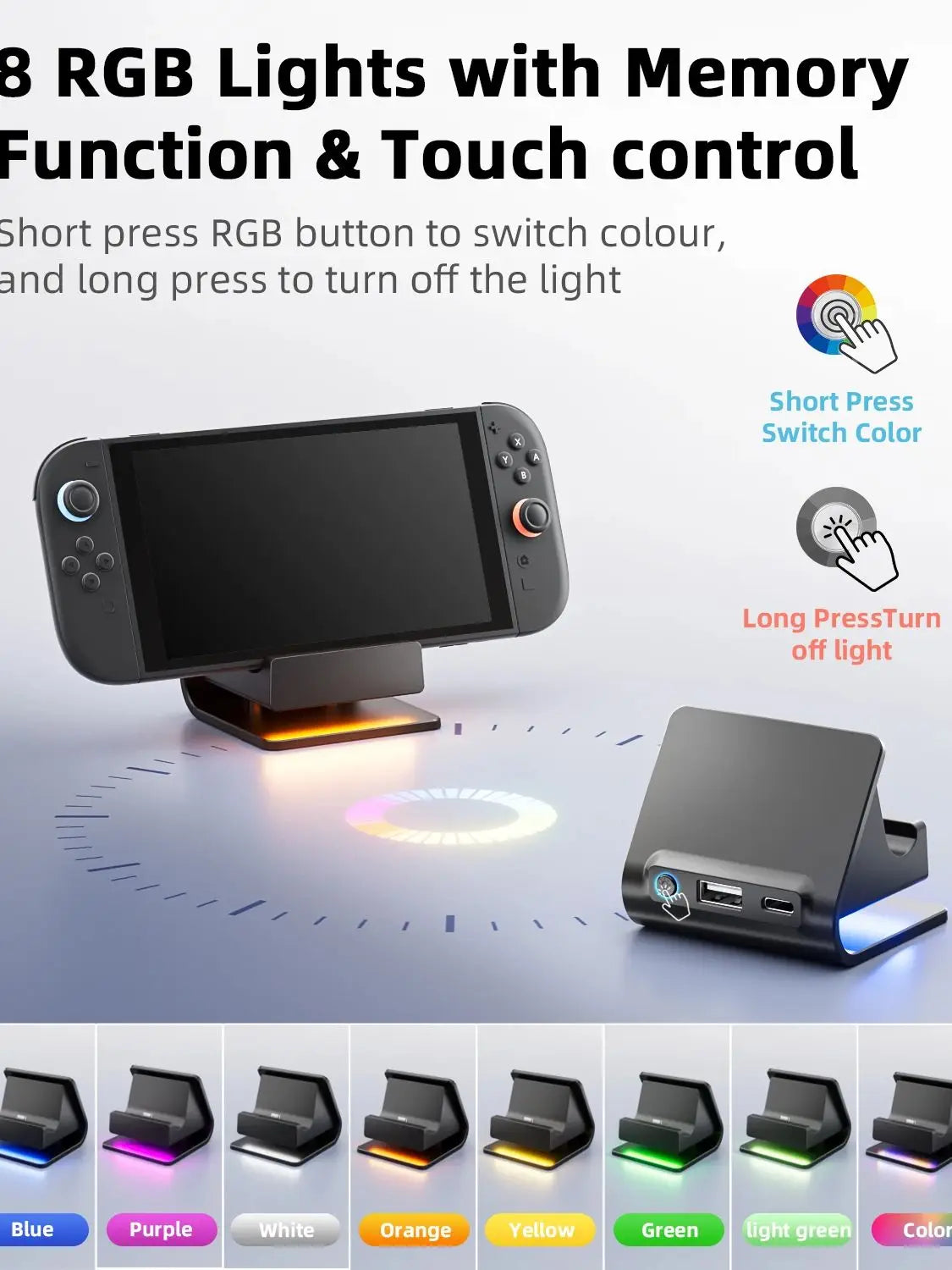 RGB Charger Dock for Nintendo Switch – Portable Charging Stand for 2 Joy-Con Controllers