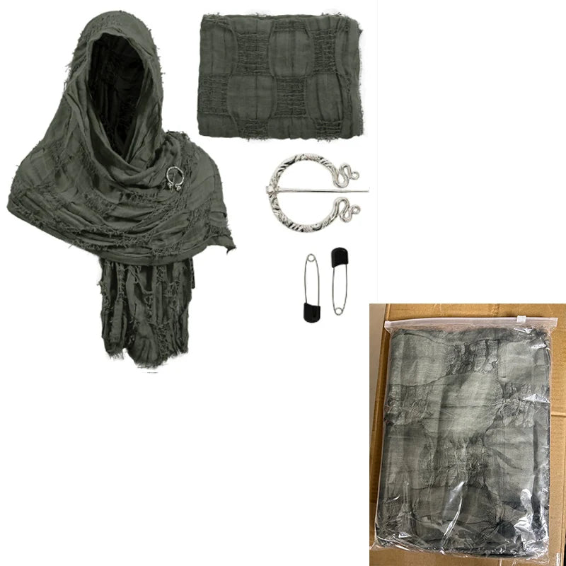 Medieval Renaissance Hooded Cloak β Halloween Costume Cape Wrap with Brooch, Cowl Scarf for Rogue Cosplay