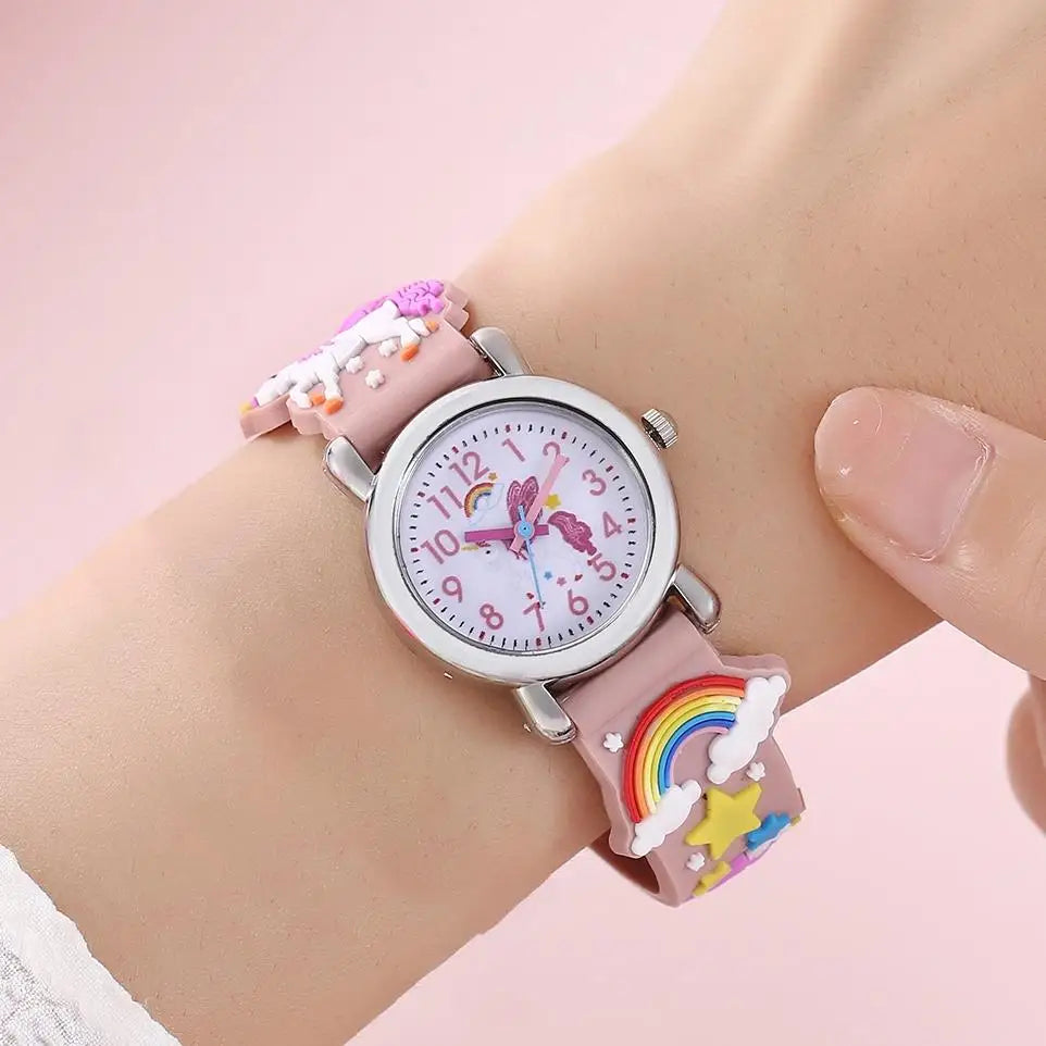 Rainbow Winged Unicorn Pegasus Kids’ Watch - Cute Cartoon Wristwatch for Children