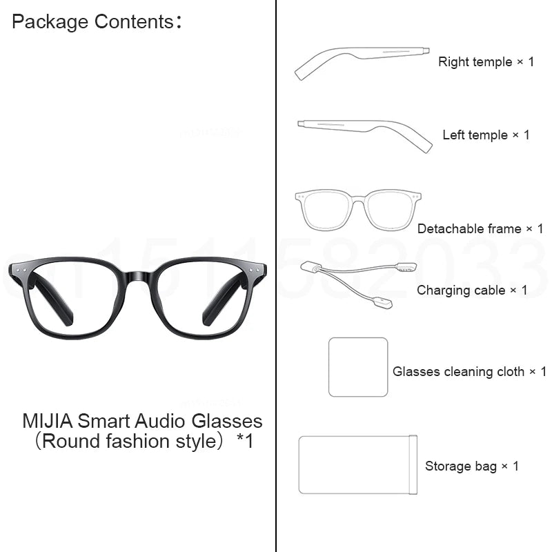 XIAOMI MIJIA Smart Audio Glasses Joyful Edition — Bluetooth 5.2, Detachable Headset, Long Standby, 2h Fast Charge, Anti-Leakage Sound