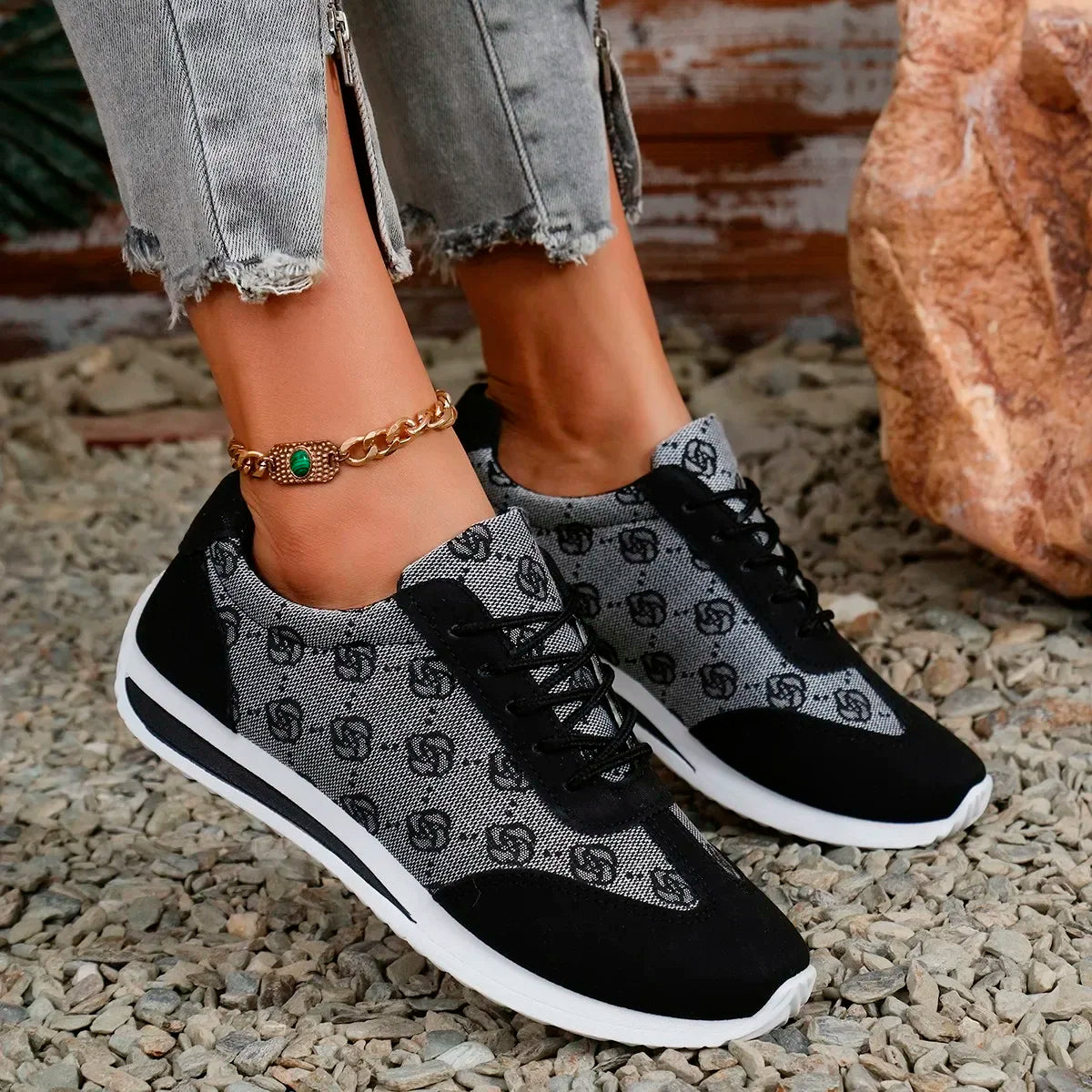 Women’s Thick-Soled Cross Round Head Fashion Shoes – Comfortable, Breathable, Wear-Resistant Casual Footwear (Zapatos De Mujer)
