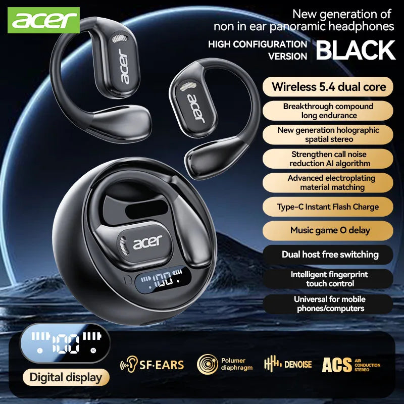 Acer OHR510 Wireless Bluetooth Headphones β Open-Ear Sports Earphones for Running, Fitness, Mobile, Tablet & Laptop Multi-Device Compatibility