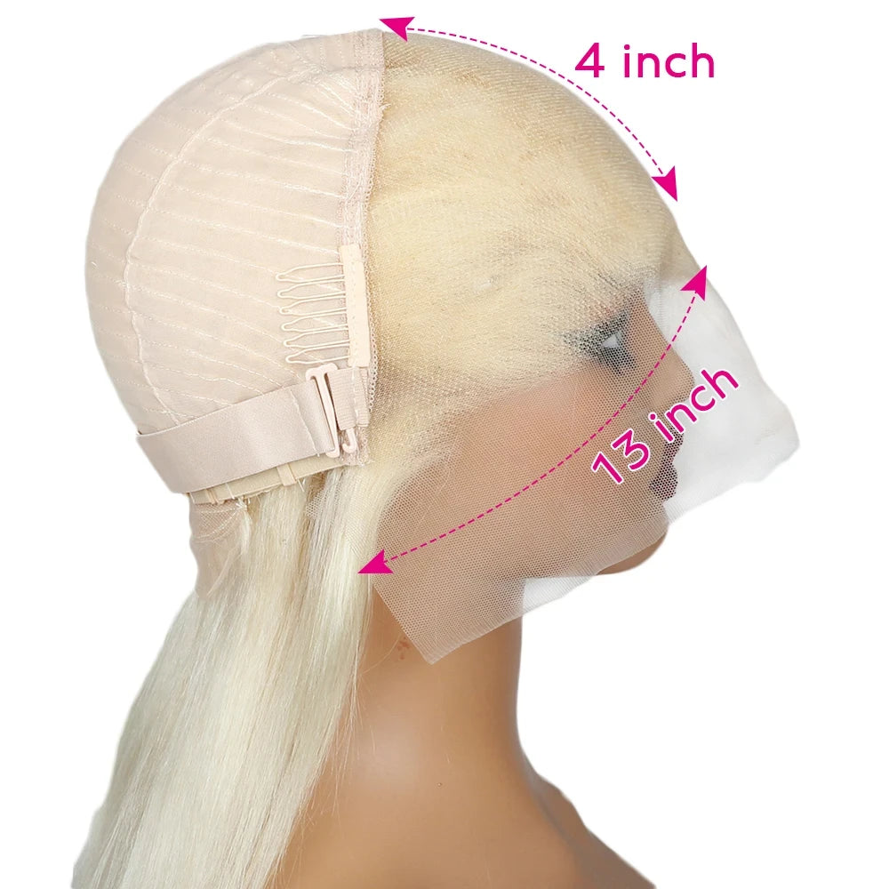 613 Blonde Body Wave Human Hair Lace Frontal Wig 220% Density β HD Transparent 13x4/13x6 Pre-Plucked Brazilian Lace Front Wig for Women