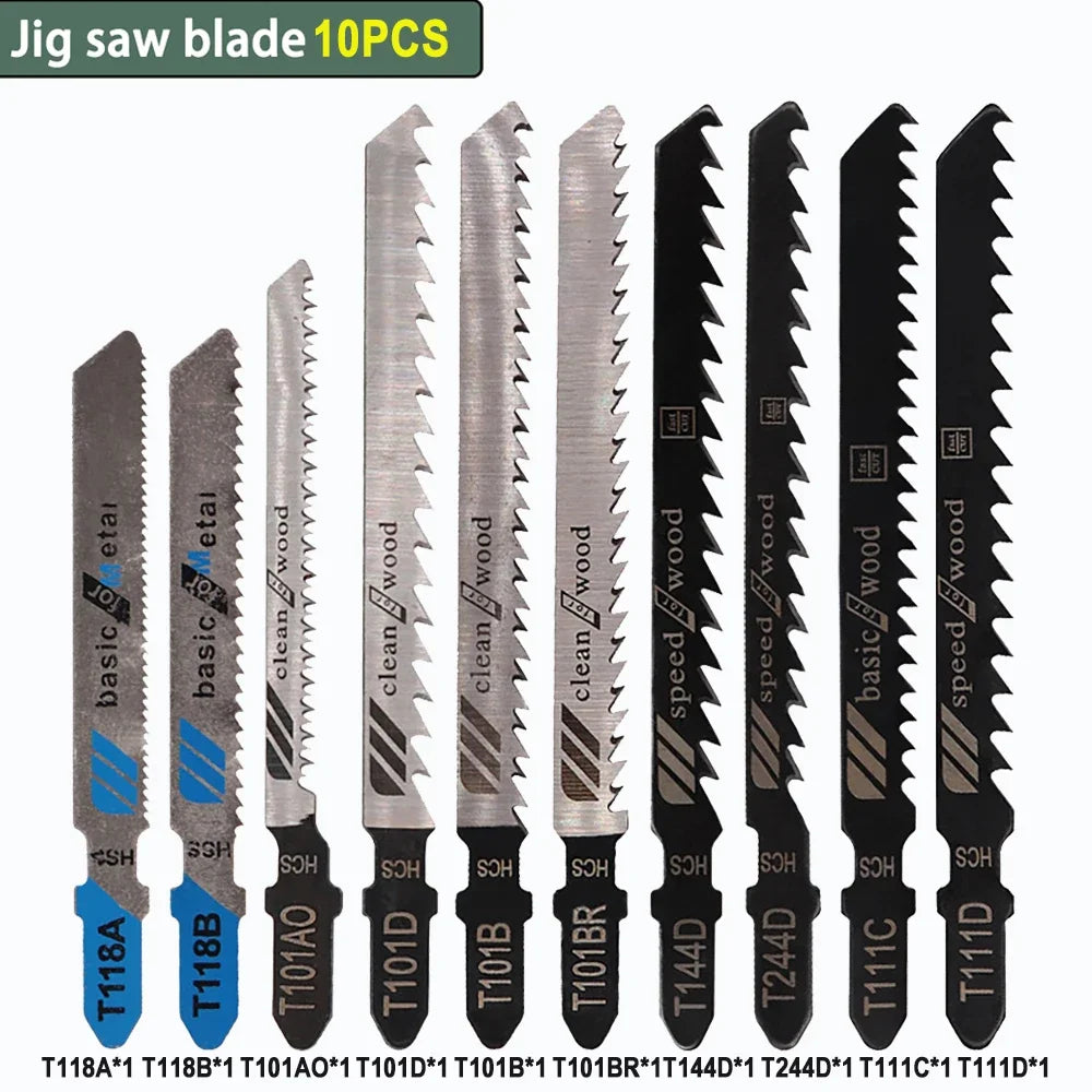 Jigsaw Blade Set T-Shank (10–100Pcs) – HCS/HSS Multi-Purpose Jig Saw Blades for Wood, Plastic & Metal Cutting Tool Accessories