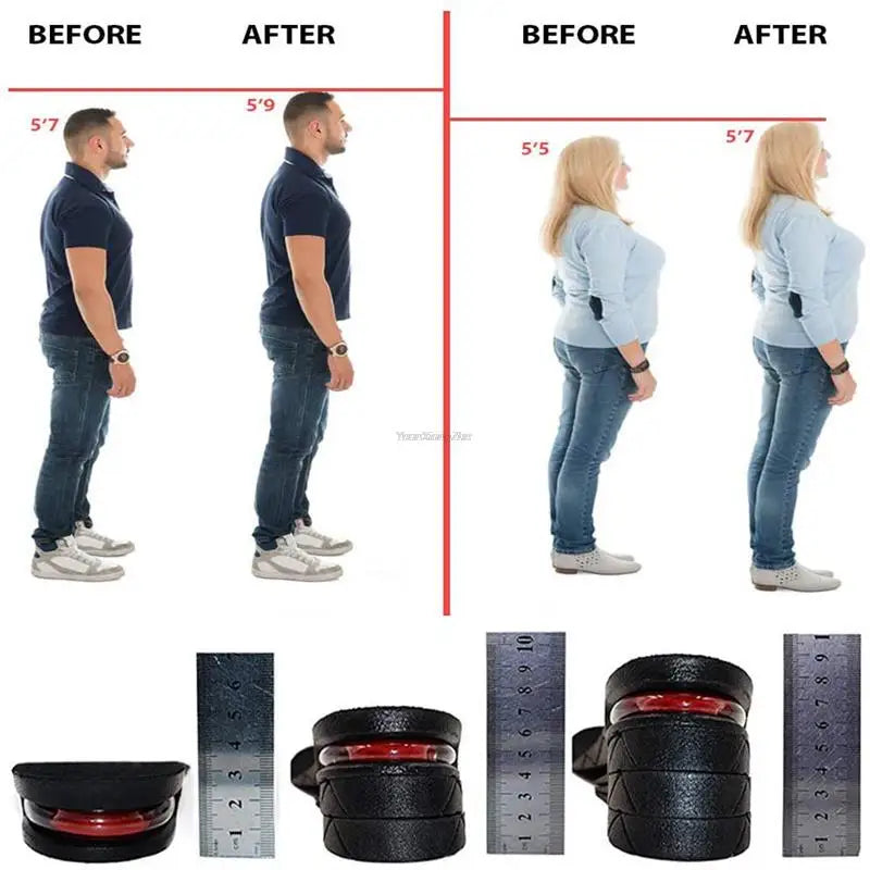 Elevating Air Cushion Insoles: Height Increase Inserts for Men & Women - Variable Taller Insoles, 3-9cm Height Lift