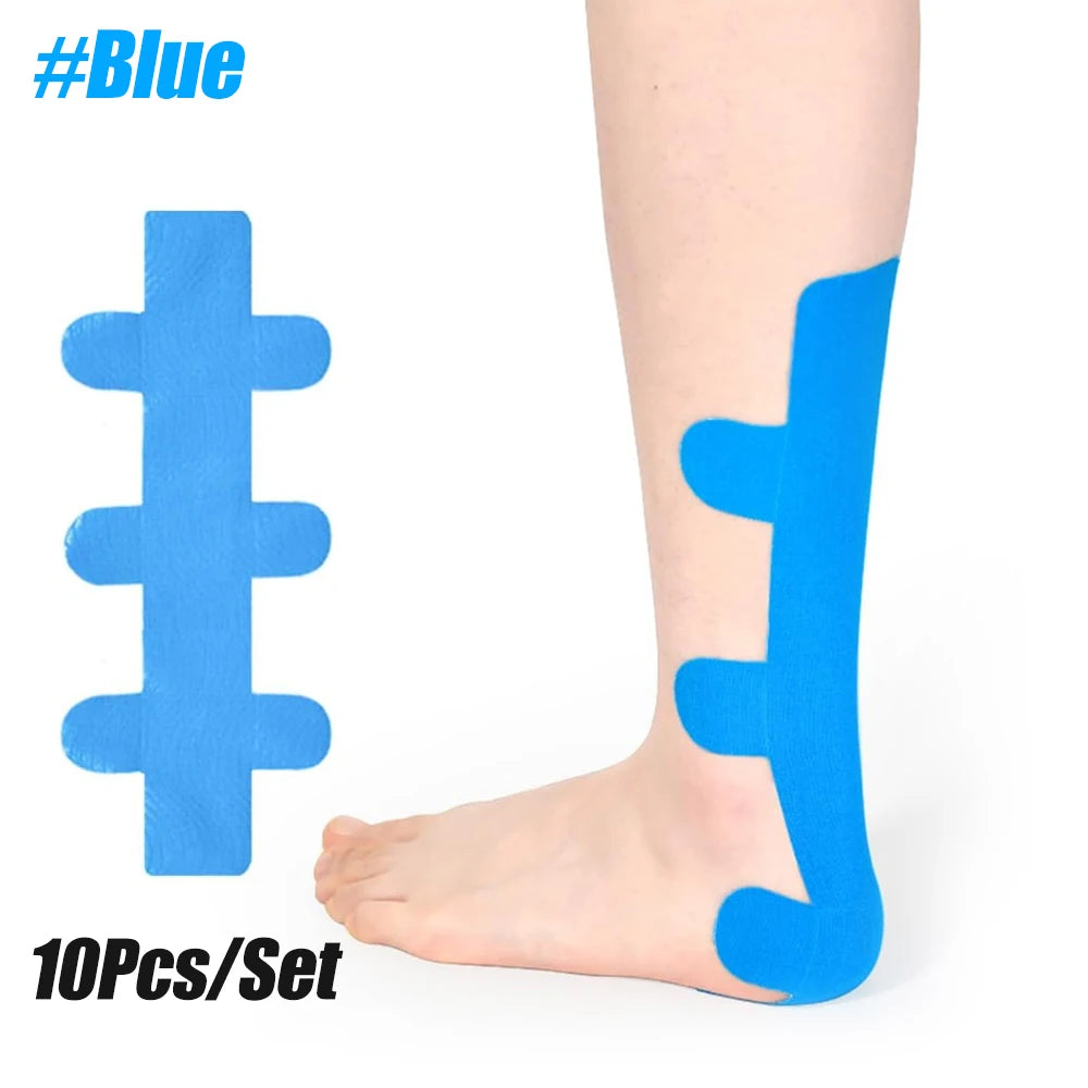 Kinesiology Achilles Tendon Tape - 10-Piece Elastic Athletic Support for Ankle and Achilles