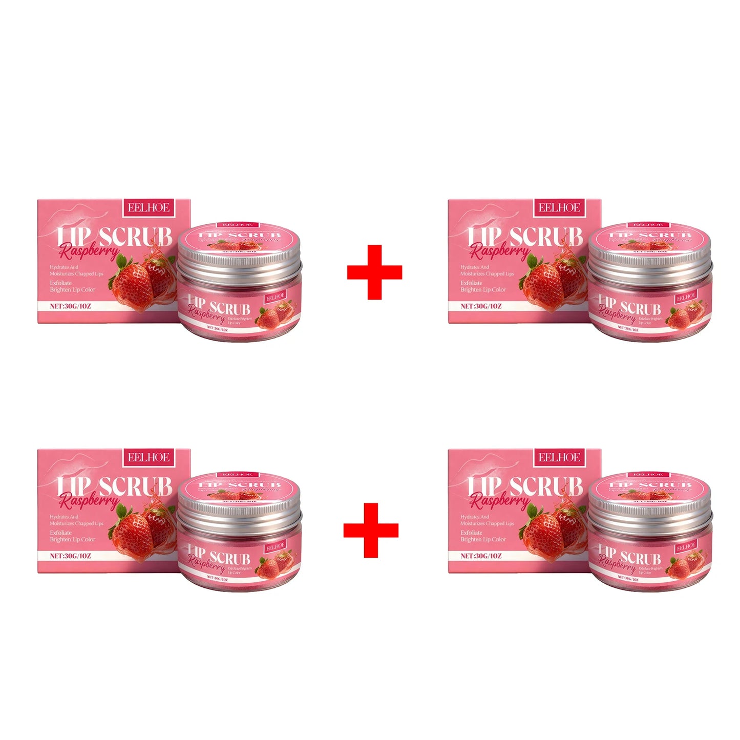 Strawberry Lip Scrub - Exfoliating Moisturizing Lip Care for Dry, Dull & Flaky Lips