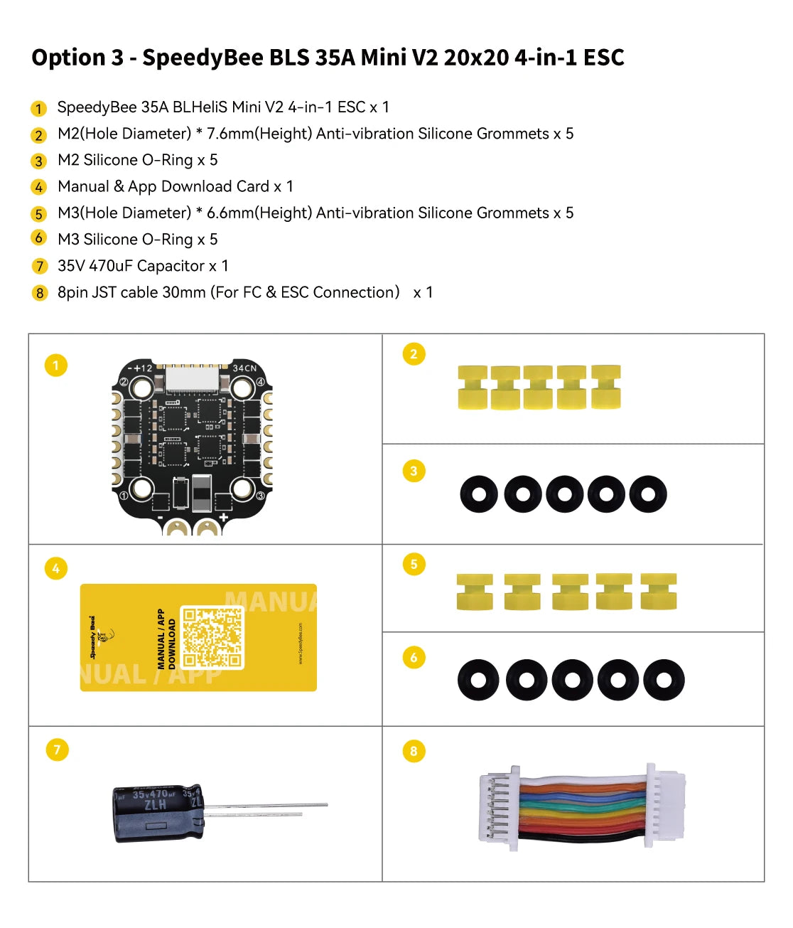 SpeedyBee F405 Mini Flight Controller + BLS 35A Mini V2 4-in-1 ESC — 20x20 for FPV Racing Drone