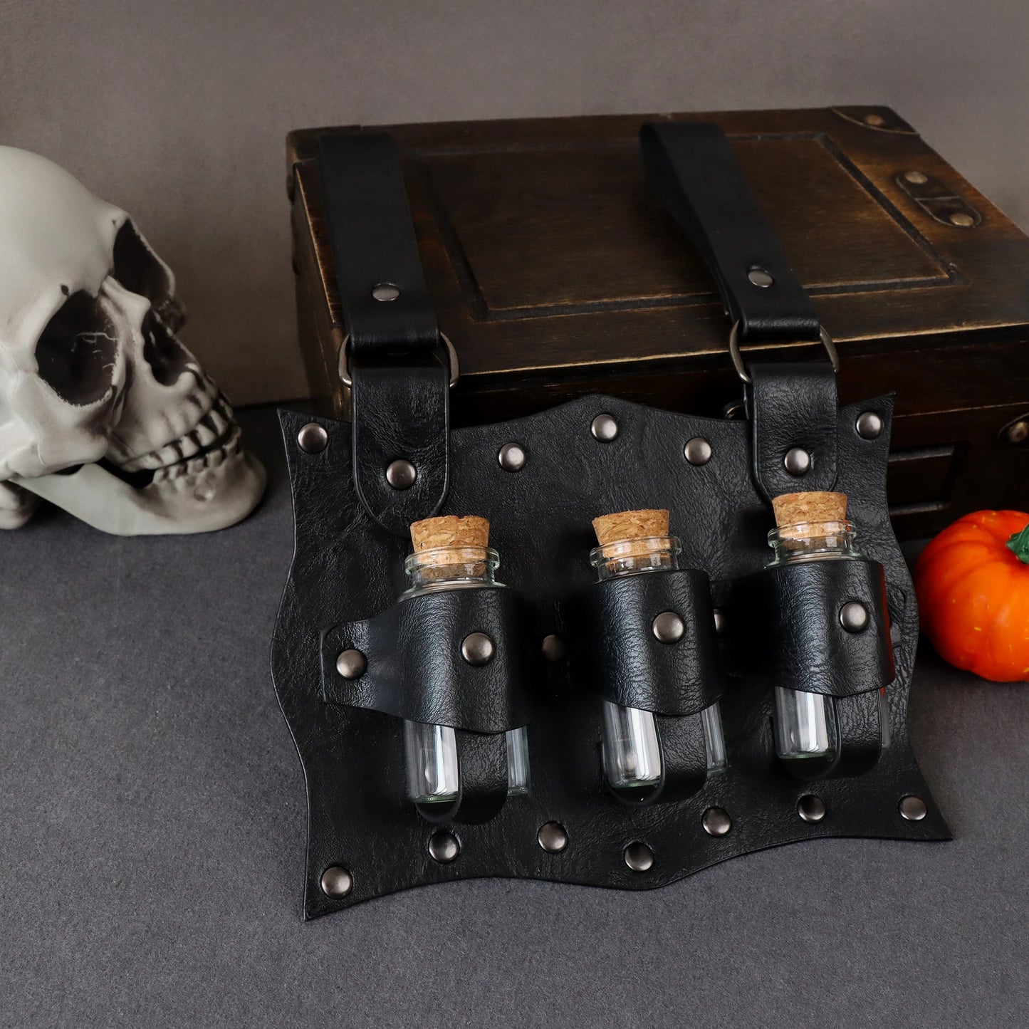 Medieval Alchemy Vial PU Belt β Hanging Potion Pouch for Magic Costume, Cosplay & Healer Kit Props