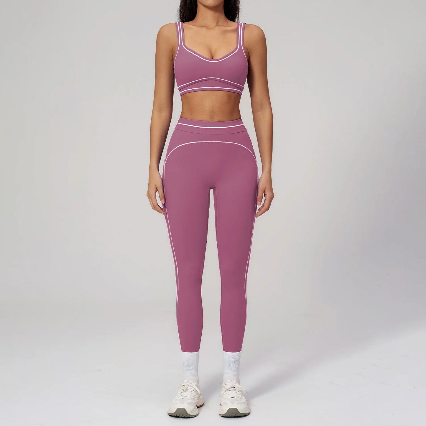 Women’s 2-Piece Fitness Yoga Set, Gym Running Tracksuit, Push-Up Sportswear Leggings, Athletic Workout Outfit