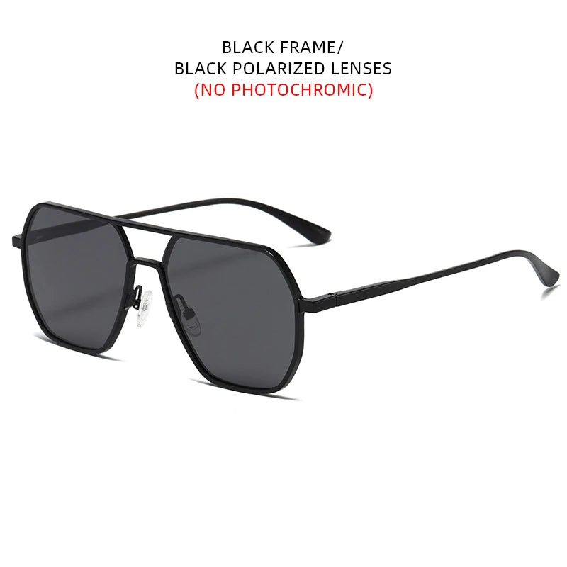 Luxury Metal Photochromic Sunglasses – Fashion Polarized UV400 Chameleon Anti-Glare Driving Glasses for Men & Women